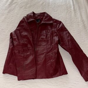 Gently Loved Red / Burgandy Leather Jacket by East 5th